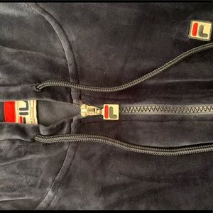 Navy Fila Velour Zip-up Hoodie